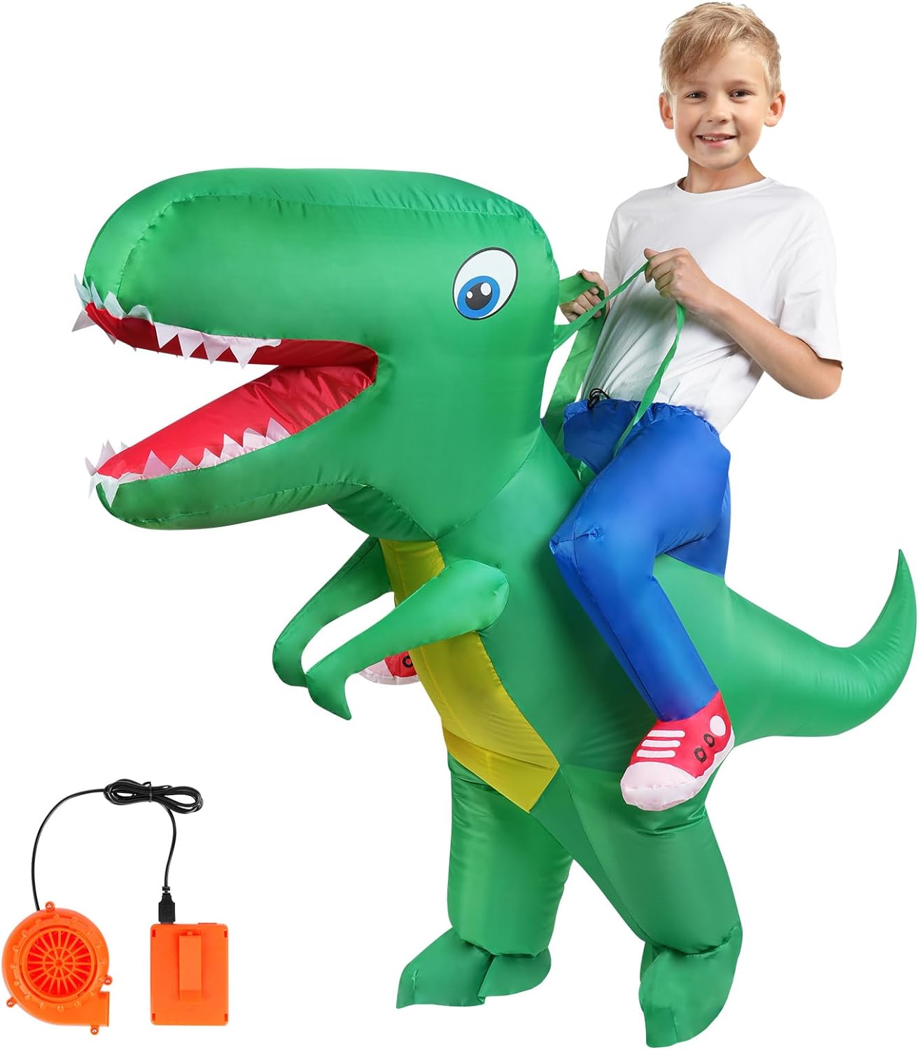AOOWU Dinosaur Costume, Deluxe Dinosaur Inflatable Costume T-Rex Blow up Fancy D...