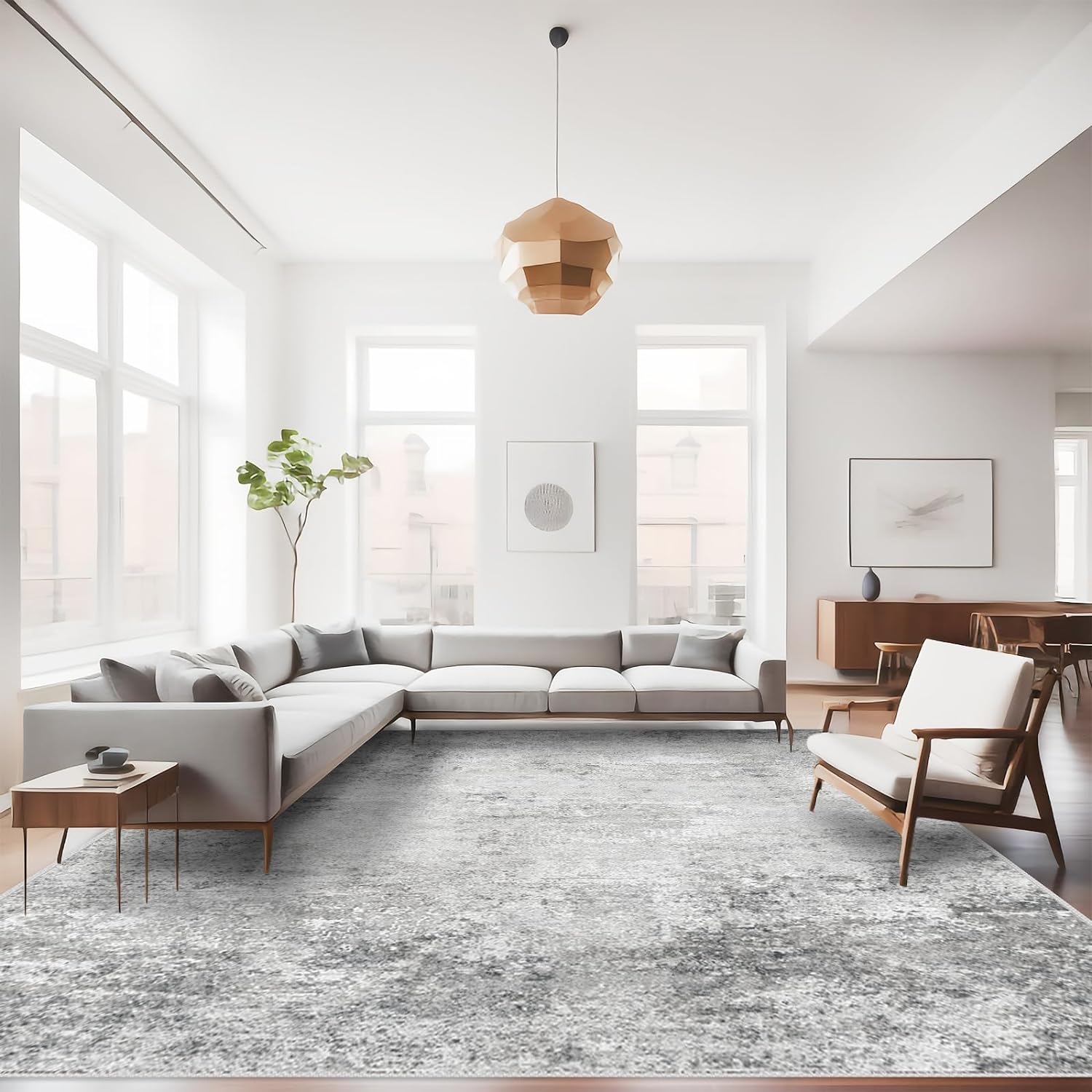 RUUGME Washable 9X12 Rug Abstract - Living Room Bedroom Large Area Rug Indoor Fa...
