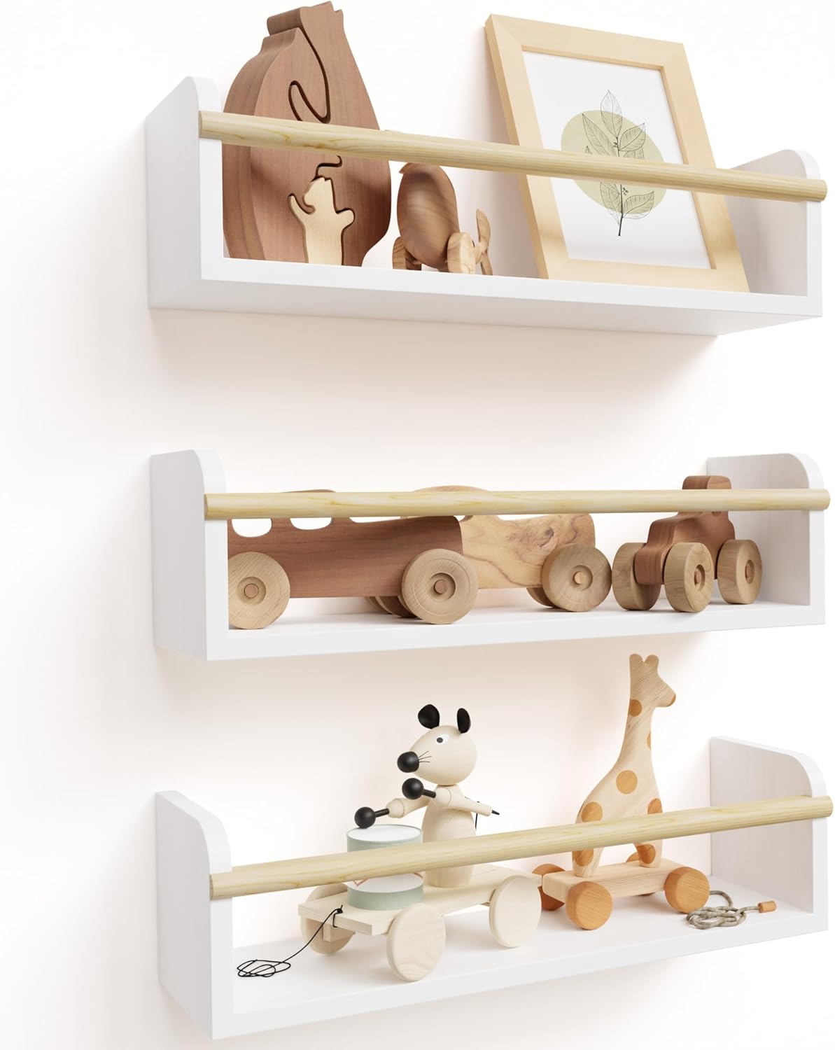 Decorative Nursery Bookshelves, Special Set of 3 Easy to Install Floating Shelve...