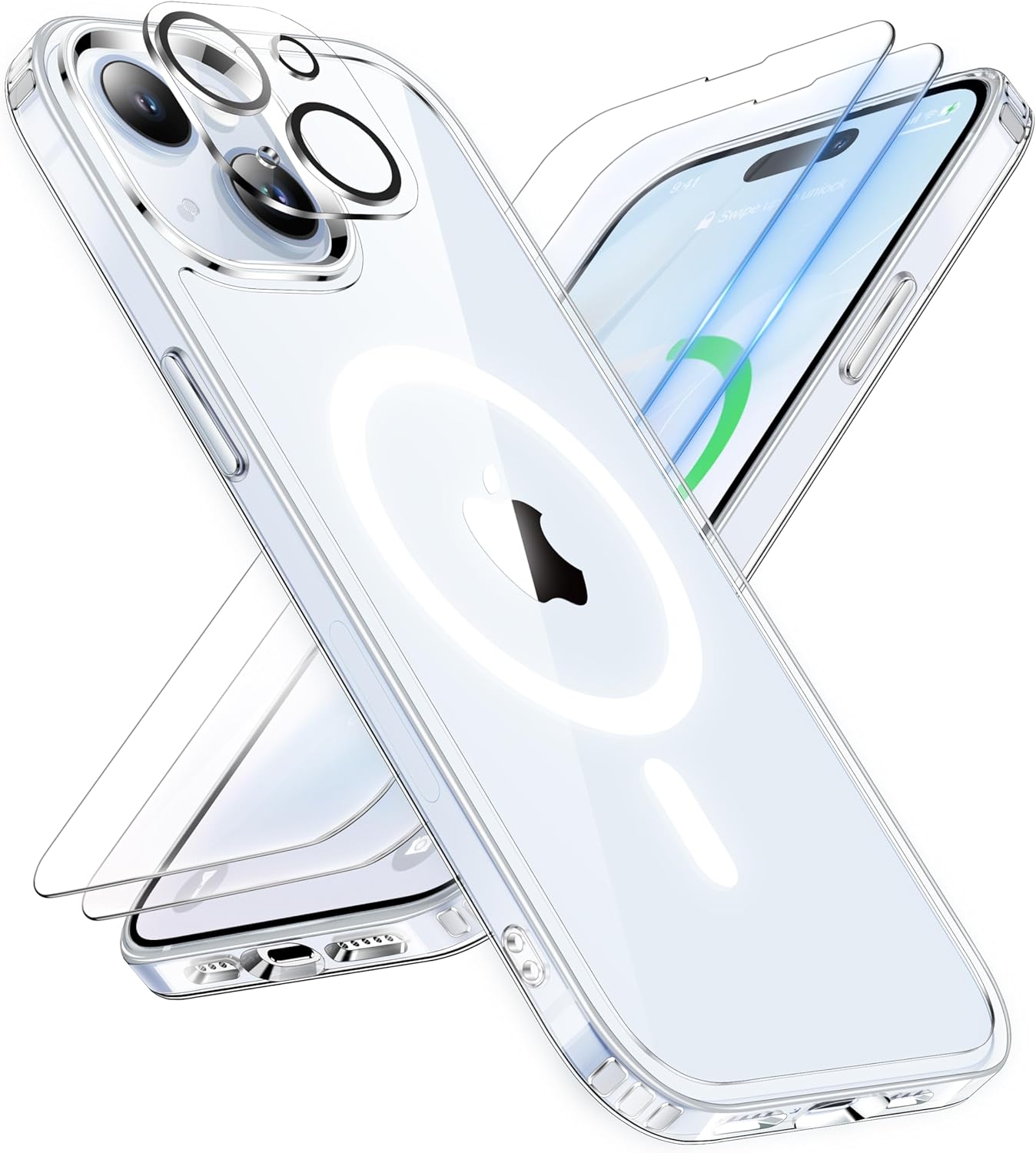 ORETECH for iPhone 15 Case, Compatible with Magsafe and 2 x Glass Screen Protect...