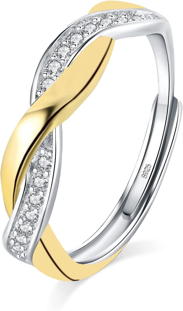 FUNTE 925 Sterling Silver Rings- Adjustable Thumb Rings for Women Girls- Cubic Z...