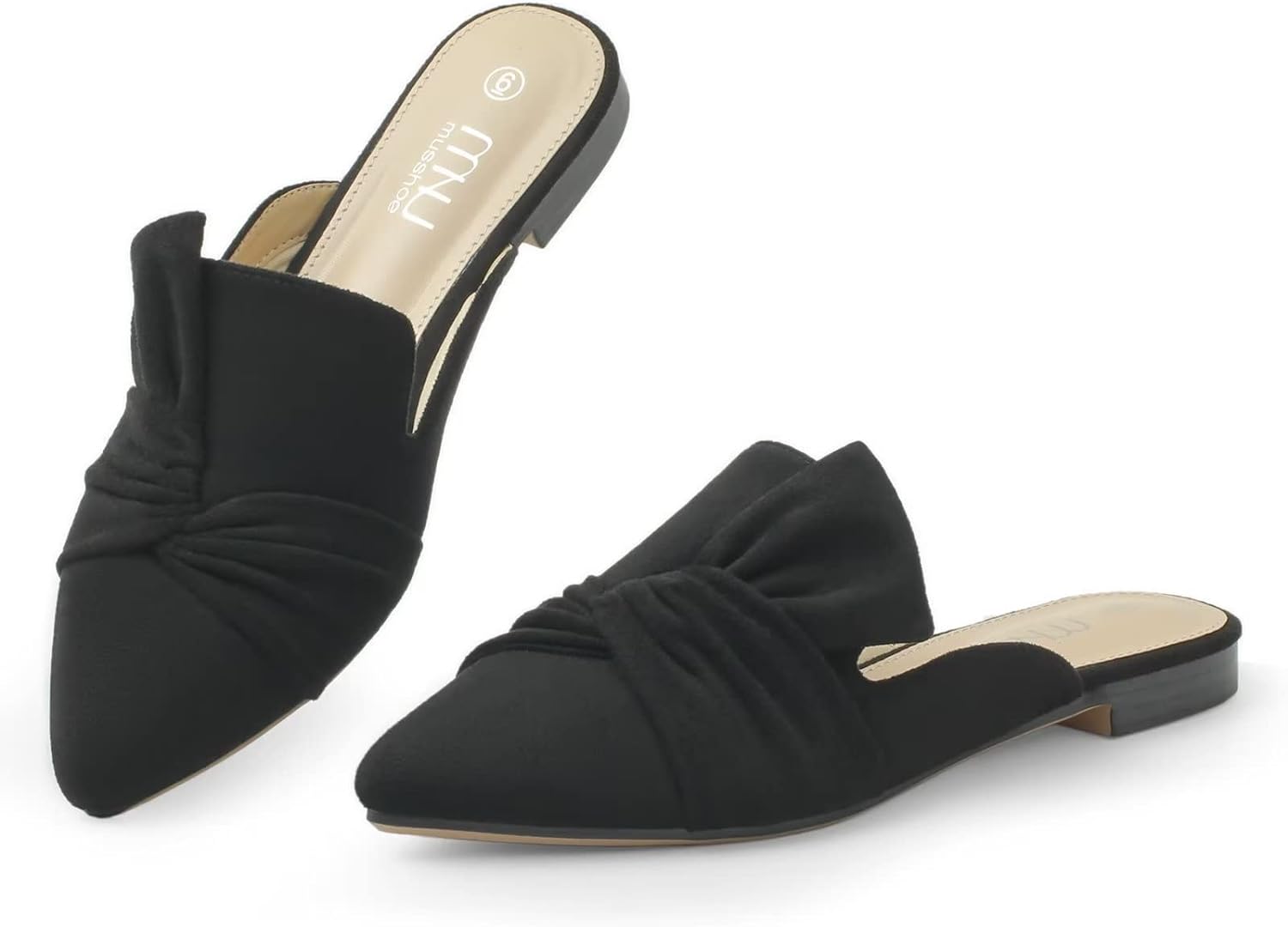MUSSHOE Women Mules, Special Slip On Comfortable Flats, Innovative Pointed Toe M...