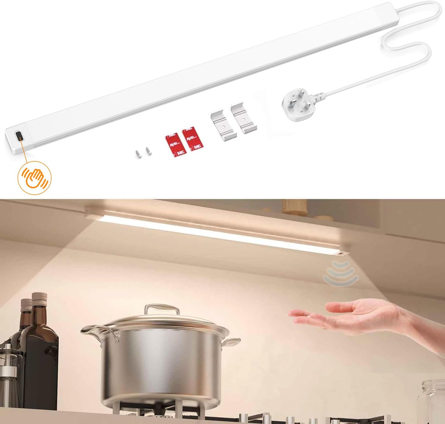 Under Cabinet Lighting, Hand Wave Activated, Dimmable 60CM 4000K Warm White 560l...