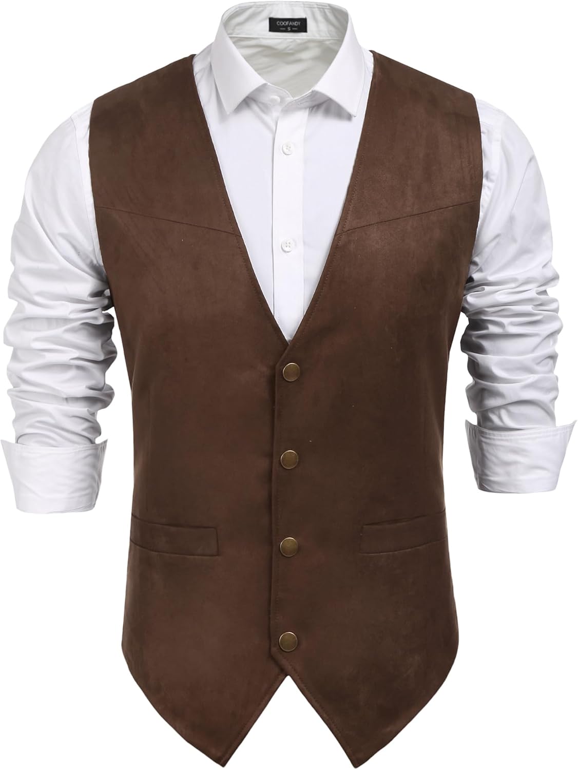 COOFANDY Men's Suede Leather Suit Vest Casual Western Vest Jacket Slim Fit Vest...