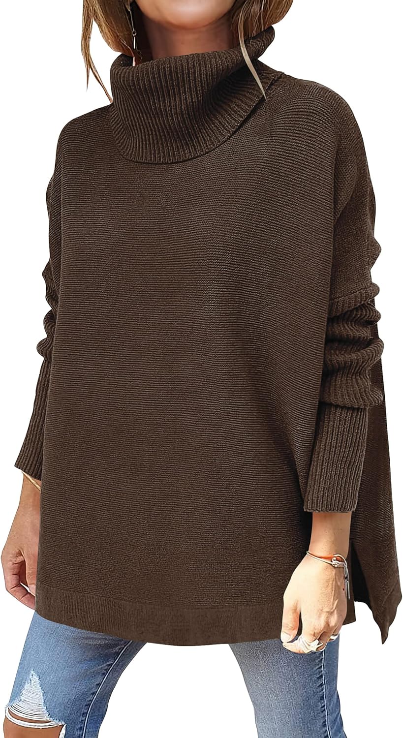ANRABESS Women's Sweater, Special Oversized Turtleneck Batwing Sleeve Knit Tunic...