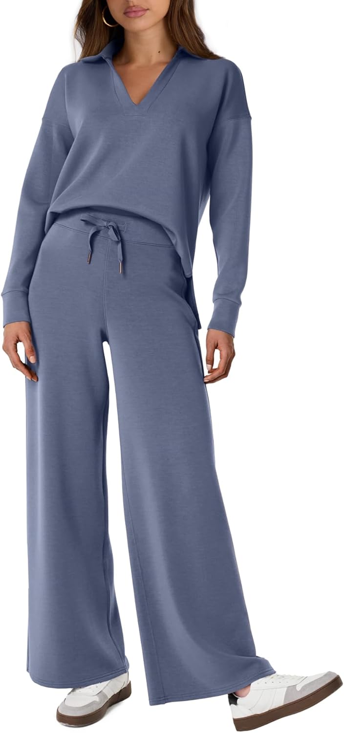 Glamaker Women's 2 Piece Sets Outfits Casual Long Sleeve Sweatsuits Polo Top and...