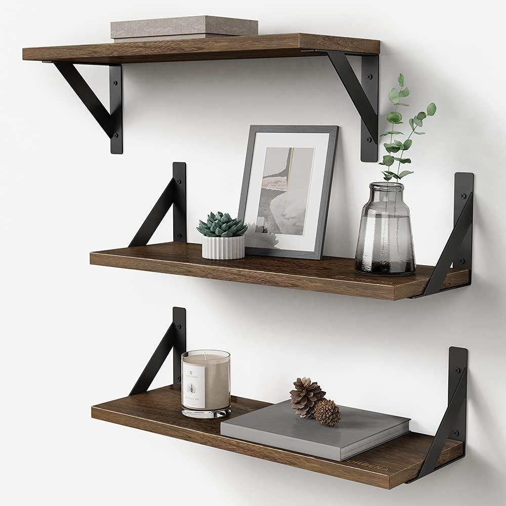 Rustic Floating Shelves, Special Wall Mounted Set of 3 Shelves, Innovative 17 In...