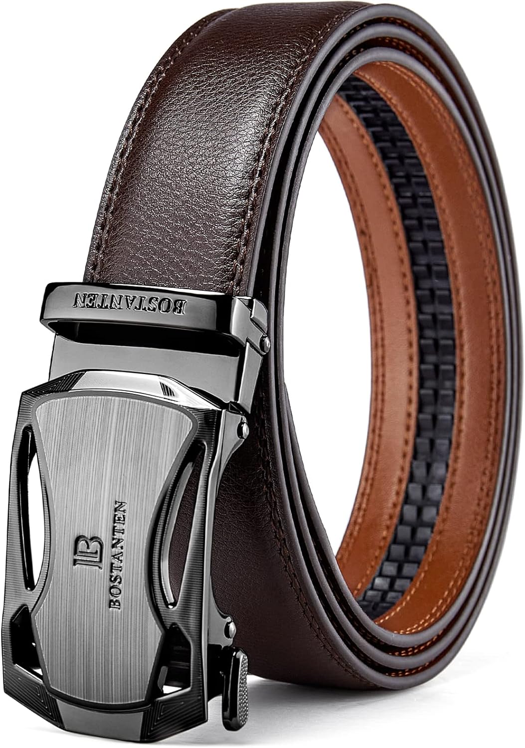 BOSTANTEN Mens Belt, High-Quality Leather Ratchet Belt for Men Dress and Casual,...