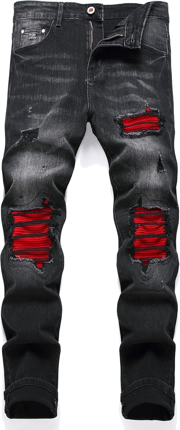 RXXKKK Men's Jeans, Special Classic Zipper Biker Style, High-Quality Regular Fit...