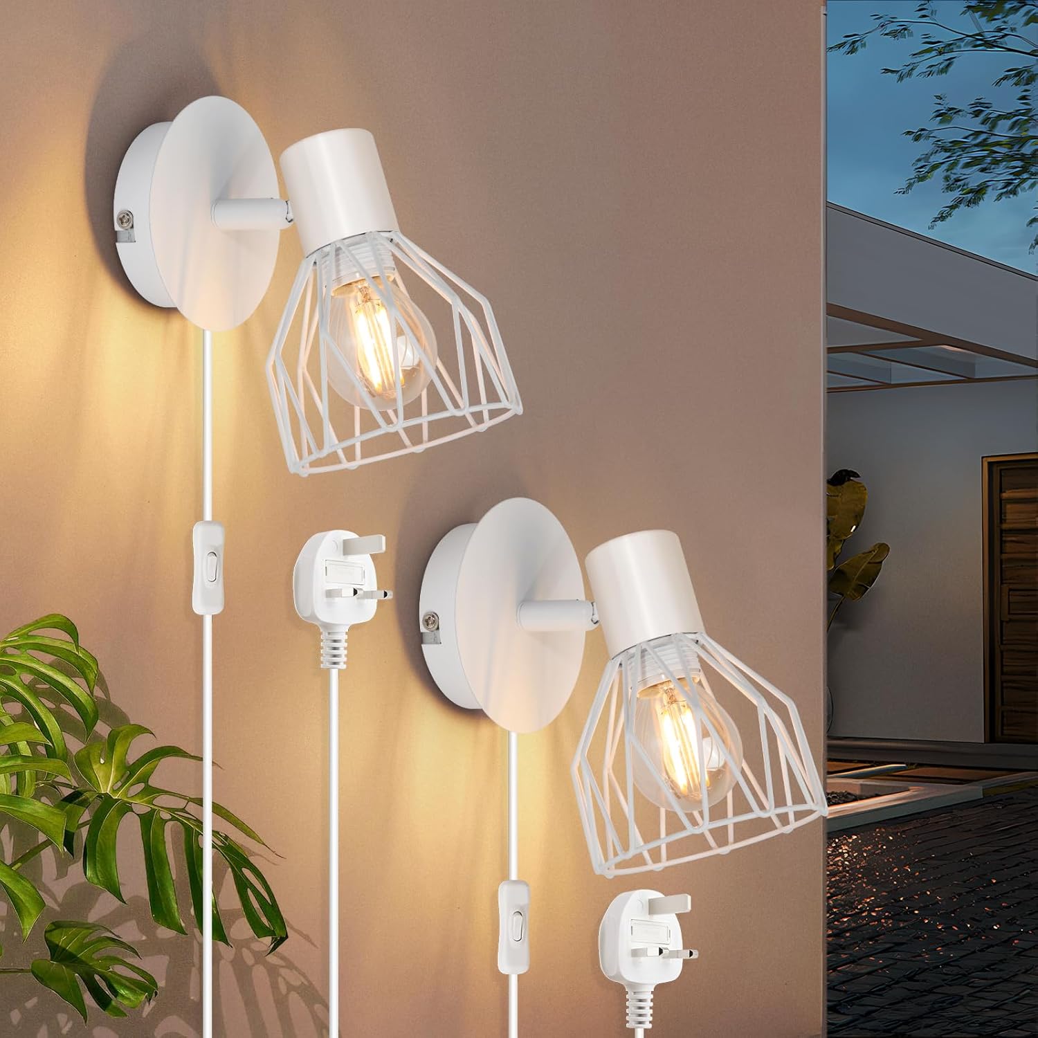 Kimjo Plug in Wall Lights, Special Wall Lamp with Switch and Cable, Innovative W...