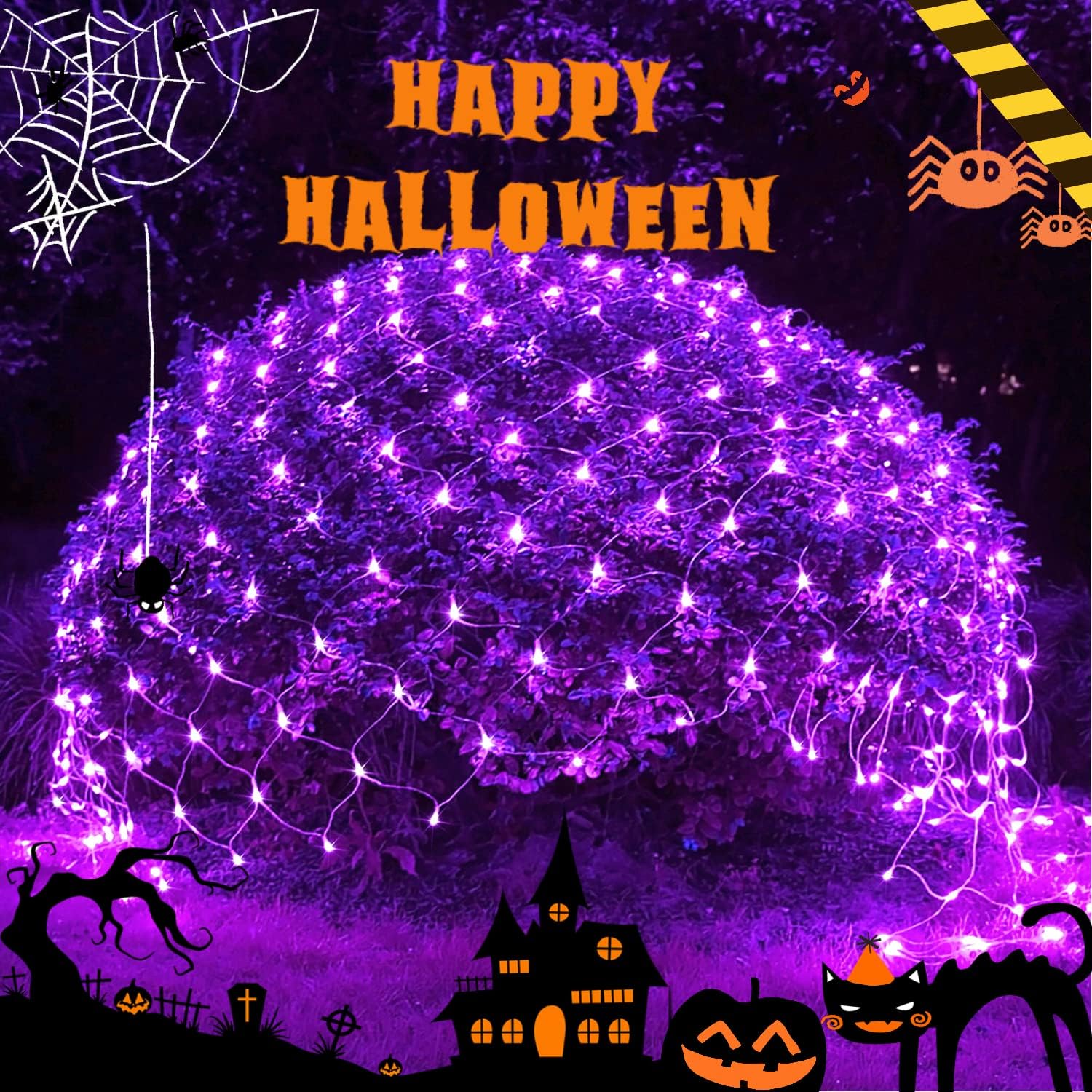 JMEXSUSS 200 LED Purple Halloween Net Lights, Special Halloween Bush Lights with...