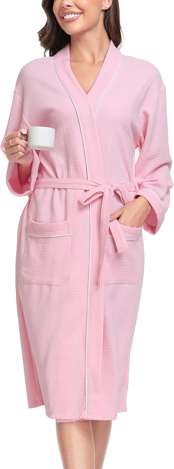 Vlazom Waffle Dressing Gown, Special Unisex Kimono Robe, Innovative Cotton Bathr...
