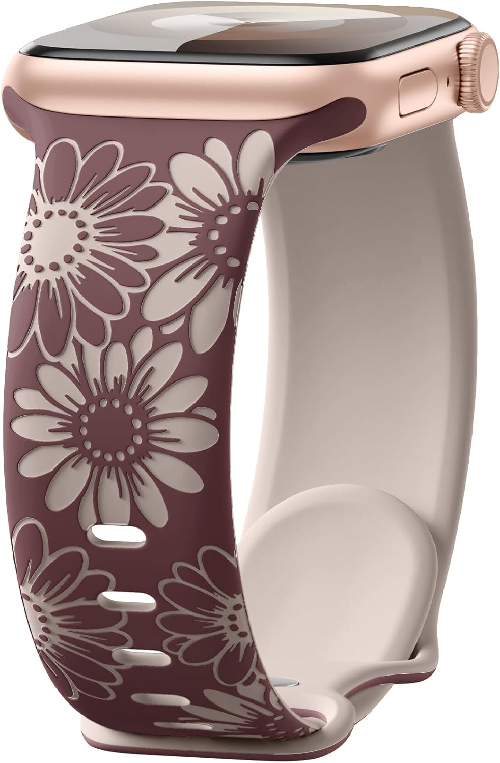 Maledan Floral Engraved Strap Compatible with Apple Watch Straps 45mm 44mm 42mm...