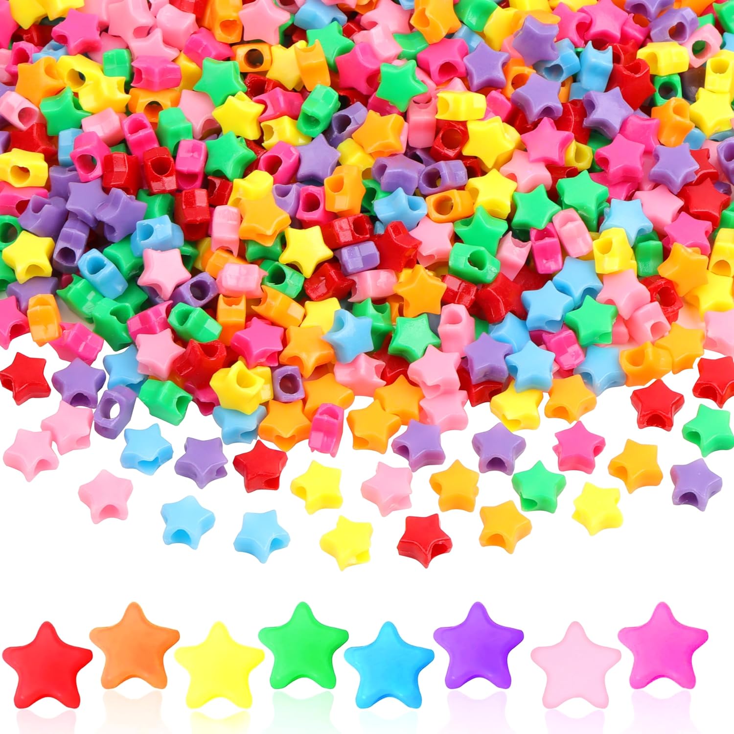 1000Pcs Star Pony Beads, Unique Star Shape Spacer...