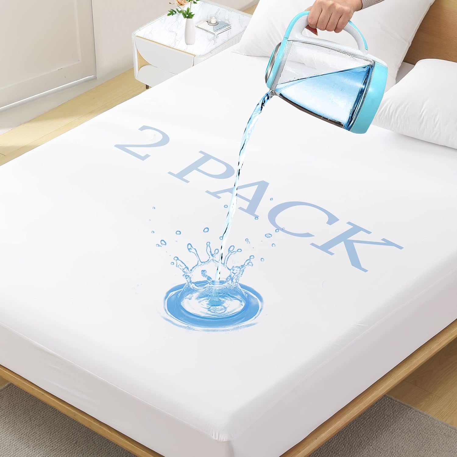 2 Pack Twin Size Premium Waterproof Mattress Protector, Soft Breathable Mattress...