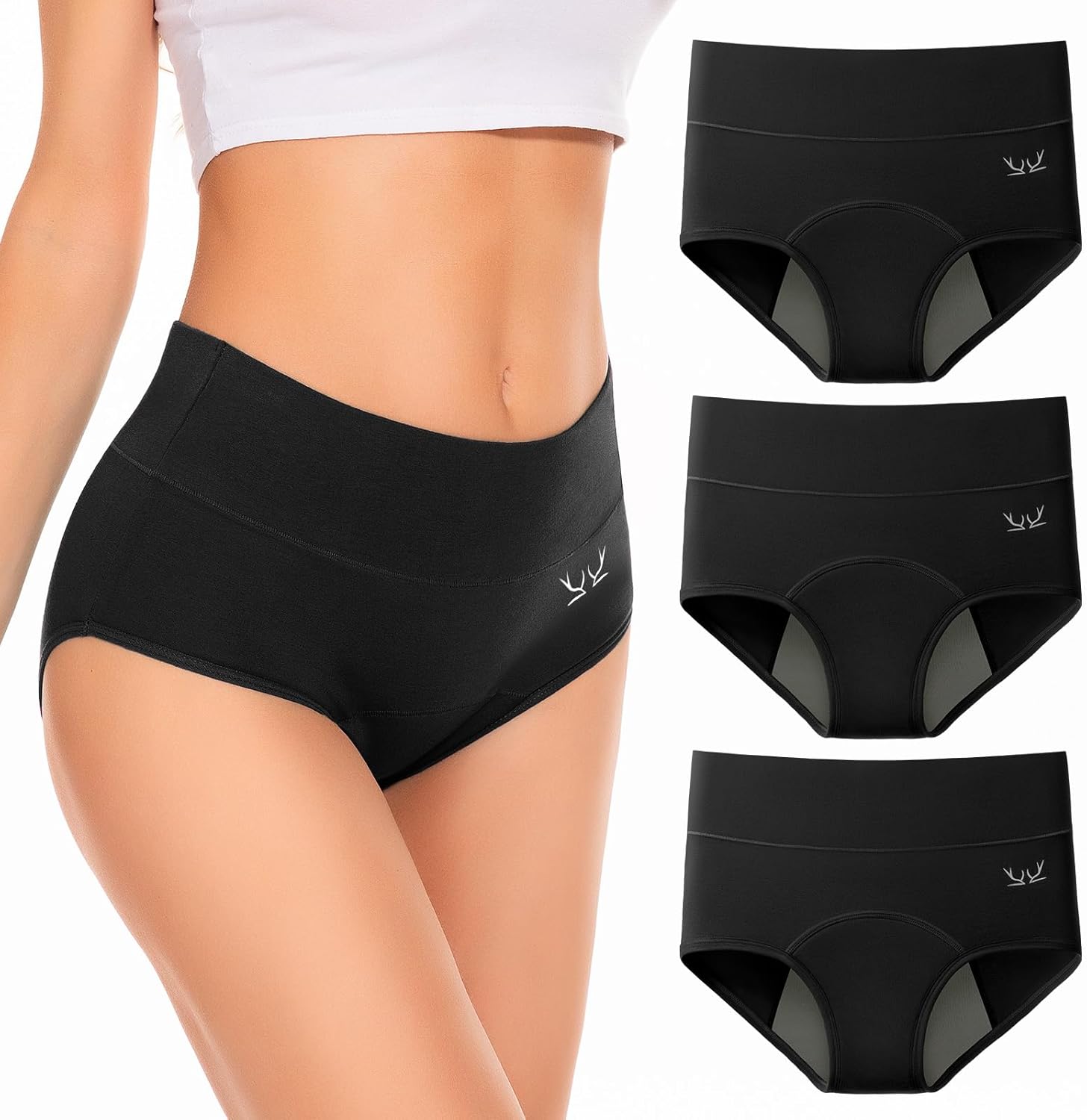 Women's Period Underwear Heavy Flow, LeakProof Cotton Panties Postpartum Menstru...