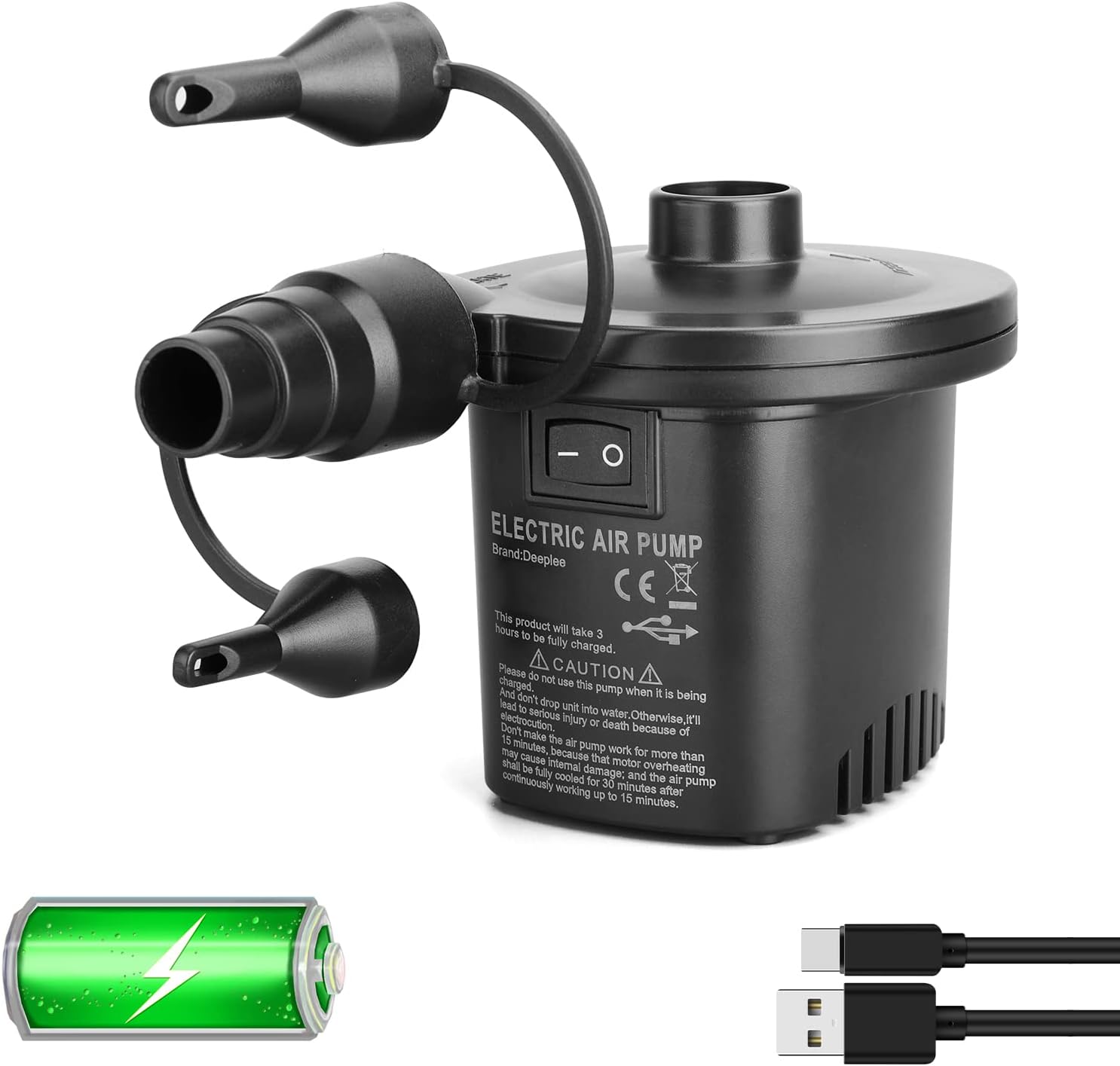 Deeplee Electric Air Pump, 2 in 1 Rechargeable Ele...