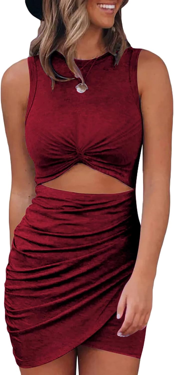 BTFBM Women Dress, Stylish Bodycon Tank Dress for Summer 2024, Sleeveless Casual...