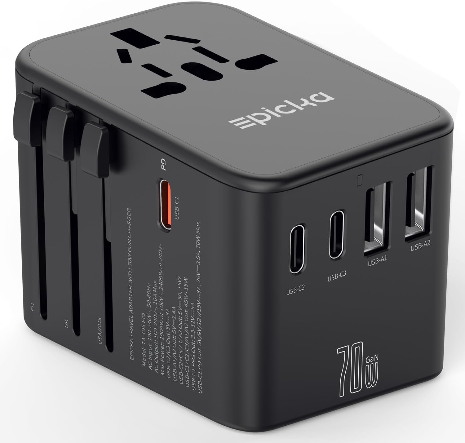 EPICKA Universal Travel Adapter, GaN International...