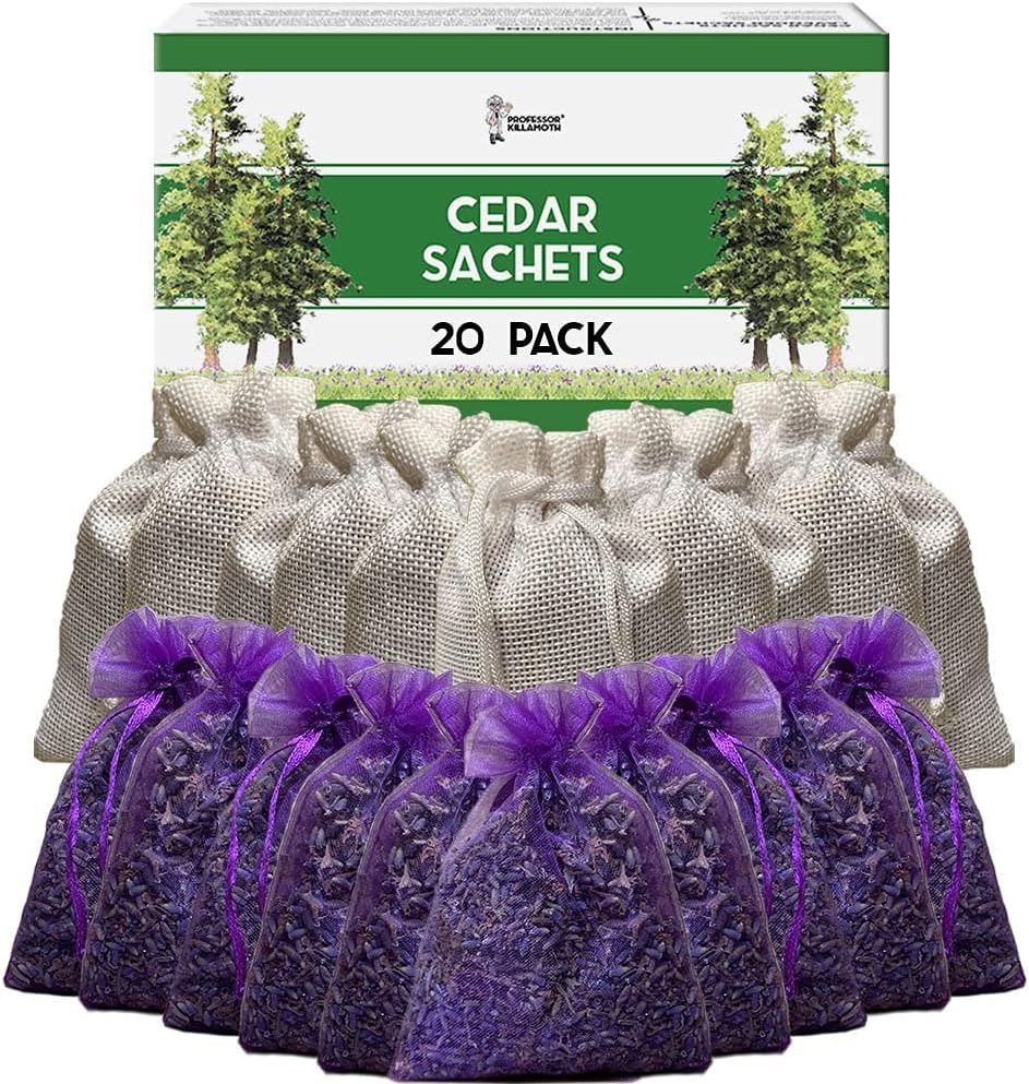 Cedar Chips and Lavender Sachets (20 Pack) - Stop Clothes Damage - Cedar and Lav...