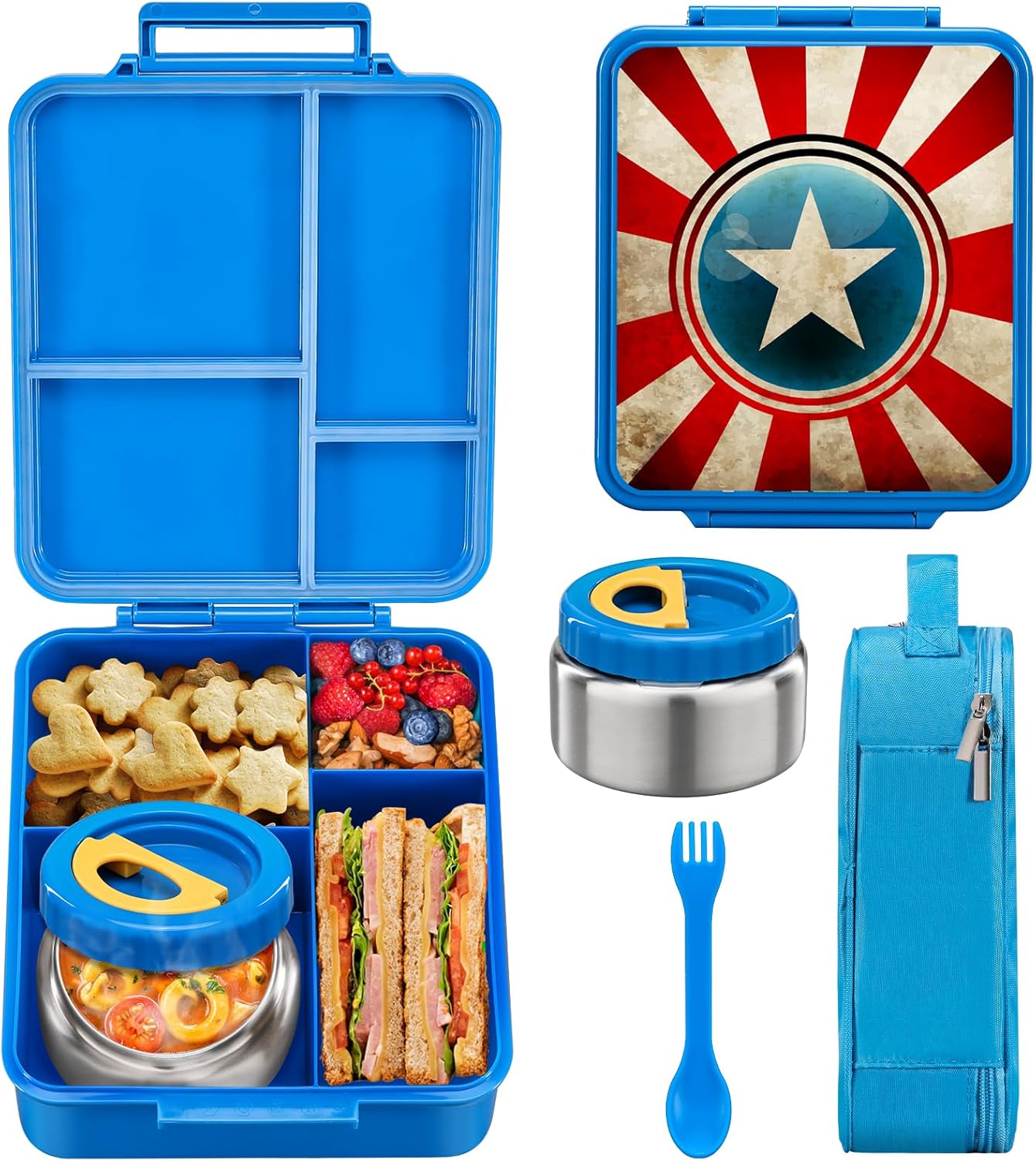 MAISON HUIS Bento Lunch Box, Special Leakproof Lunch Containers With 4 Compartme...