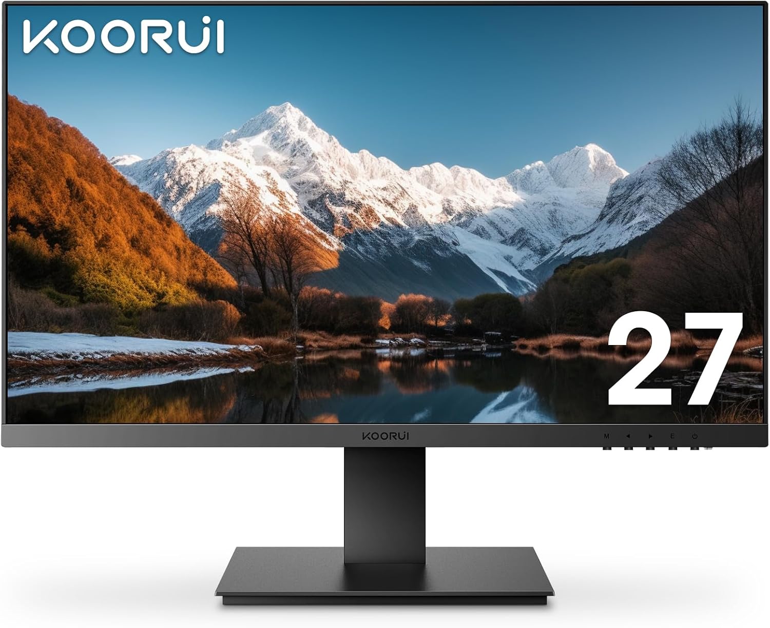 KOORUI 27 Inch FHD Monitor, Computer Monitor(1080P, 75HZ, HDMI+VGA, 99% SRGB, 5m...