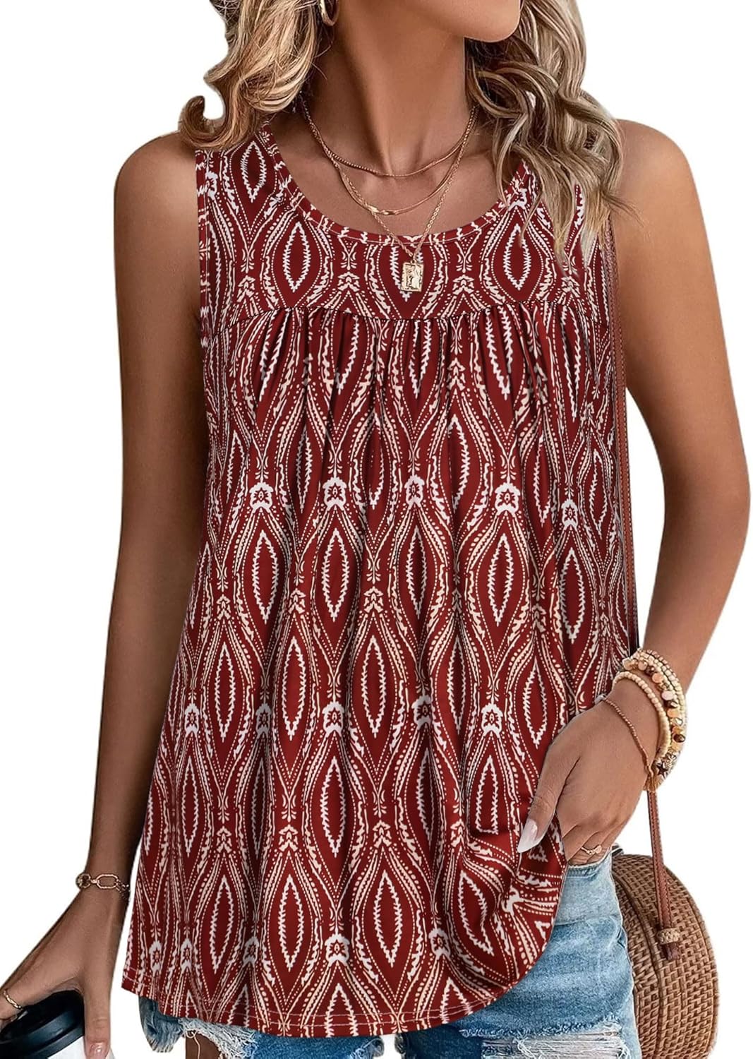 CHICGAL Womens Summer Tank Tops Sleeveless T Shirt Casual Loose Fit Tunic Blouse...