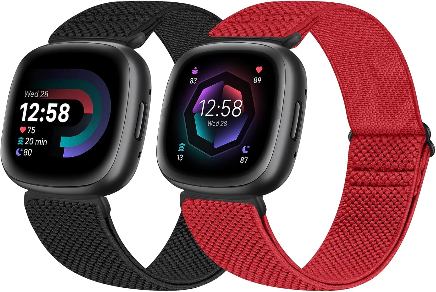 enkic 2 Pack Elastic Watch Strap Compatible with Fitbit Versa 4/Fitbit Versa 3 S...