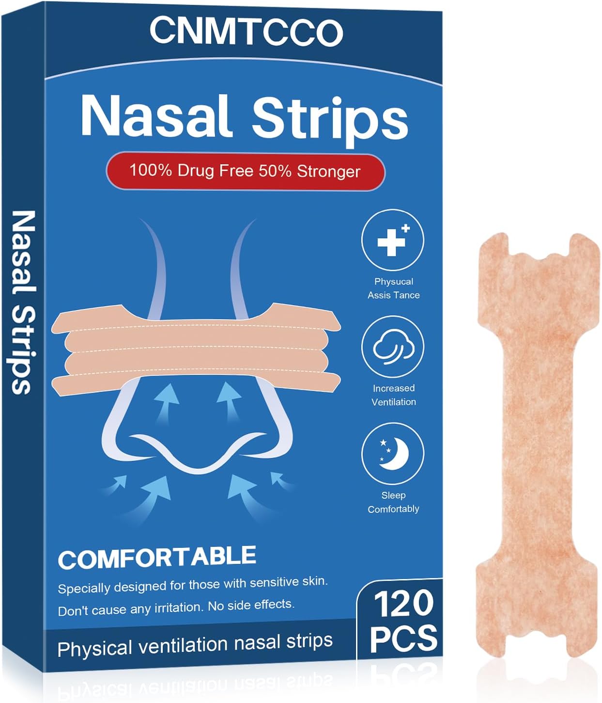 CNMTCCO Nasal Strips,120 Pcs Nose Strips Anti Snoring Devices for Man and Women,...