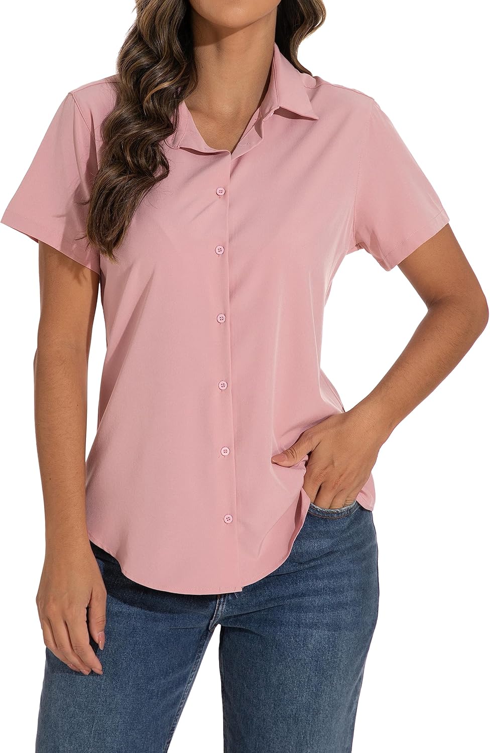 GUANYY Women's Short Sleeve Button Down Shirt, Special Women's Blouse for Dressy...