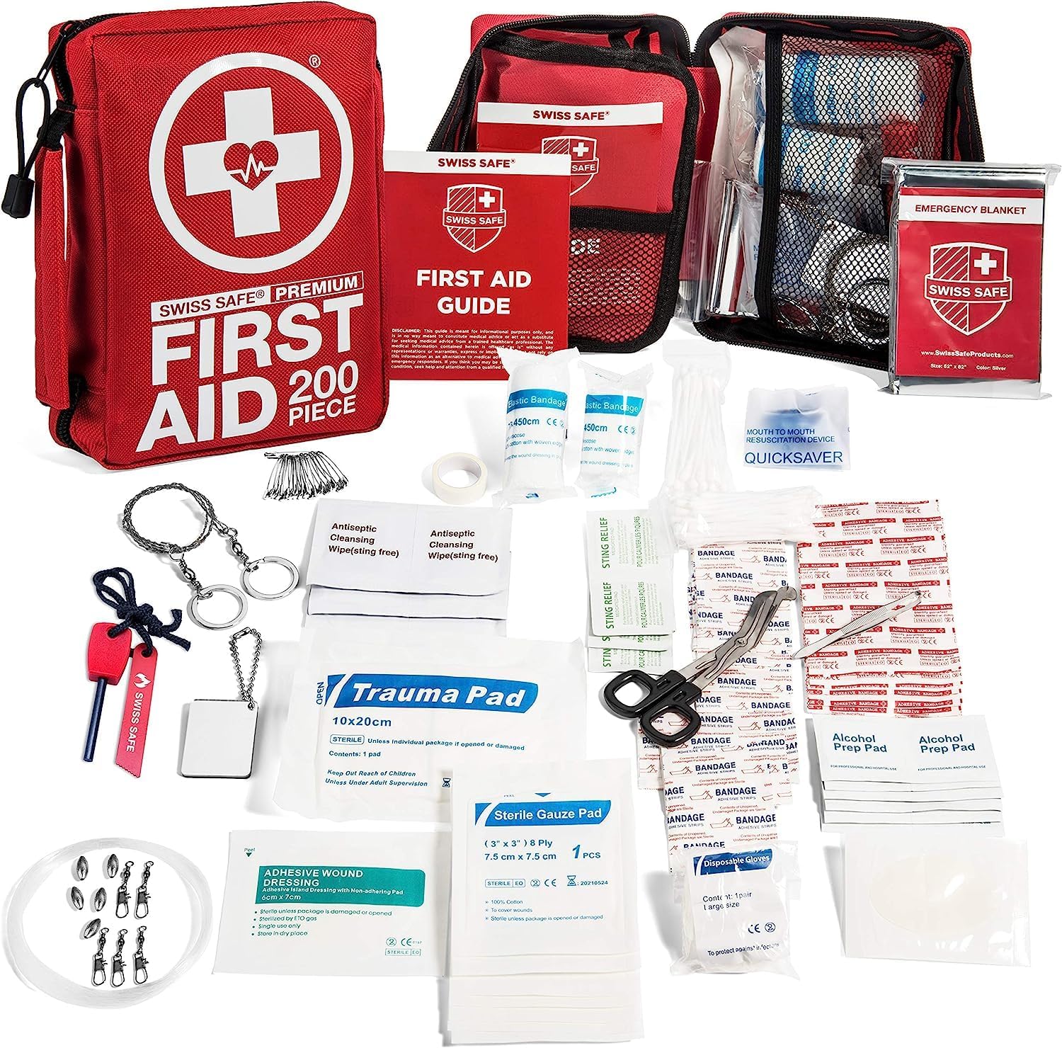 Swiss Safe 2-in-1 First Aid Kit for Car, Travel & Home, Businesses - Bonus Mini...