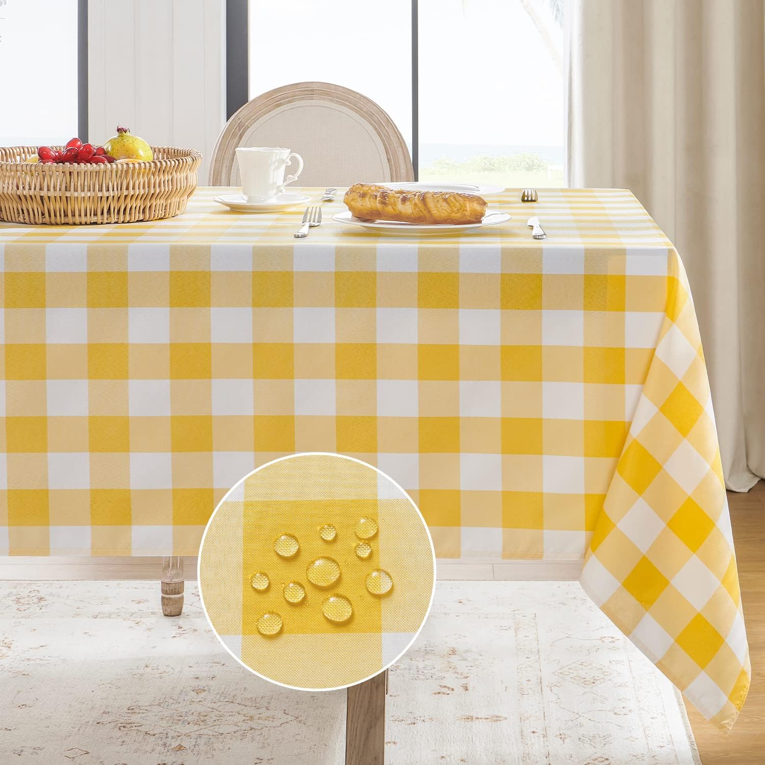 Softalker Gingham Checkered Rectangle Tablecloth, Unique Waterproof Buffalo Plai...