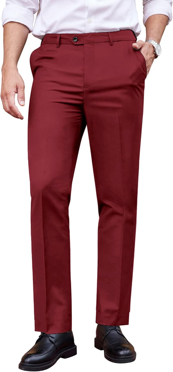 COOFANDY Men's Classic Fit Dress Pants Flat Front Straight Formal Pants Wrinkle...