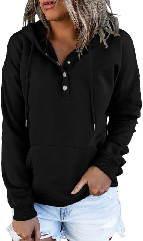 Unique Dokotoo Womens 2024 Hoodies, Special Button Collar Hooded Pullover, Innov...