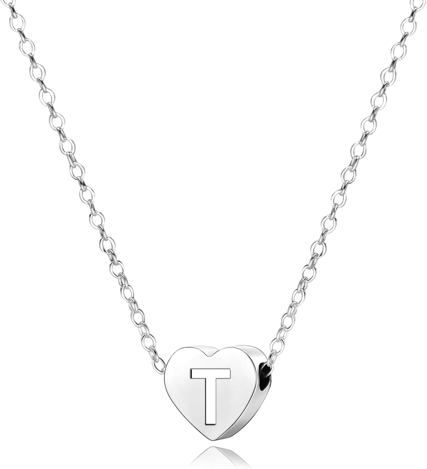 KENYG S925 Silver A-Z Capital Initial Heart Pendant Necklaces for Women Girls La...