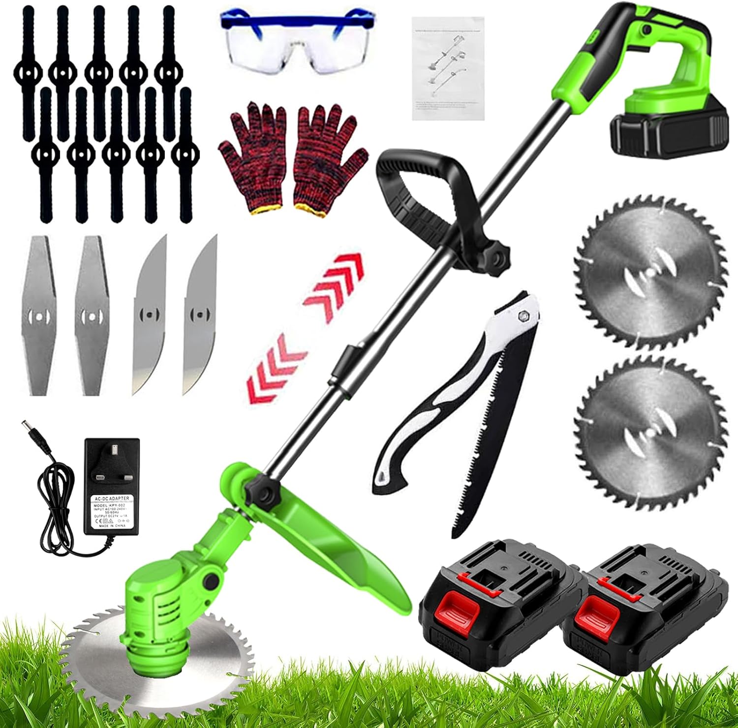 Garden Cordless Strimmer, Electric Cordless Strimmer, Brush Cutter with Blades,...