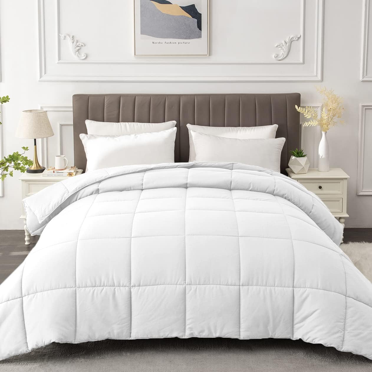 MATBEBY Twin Comforter Duvet Insert - All Season White Comforters Twin Size - Qu...