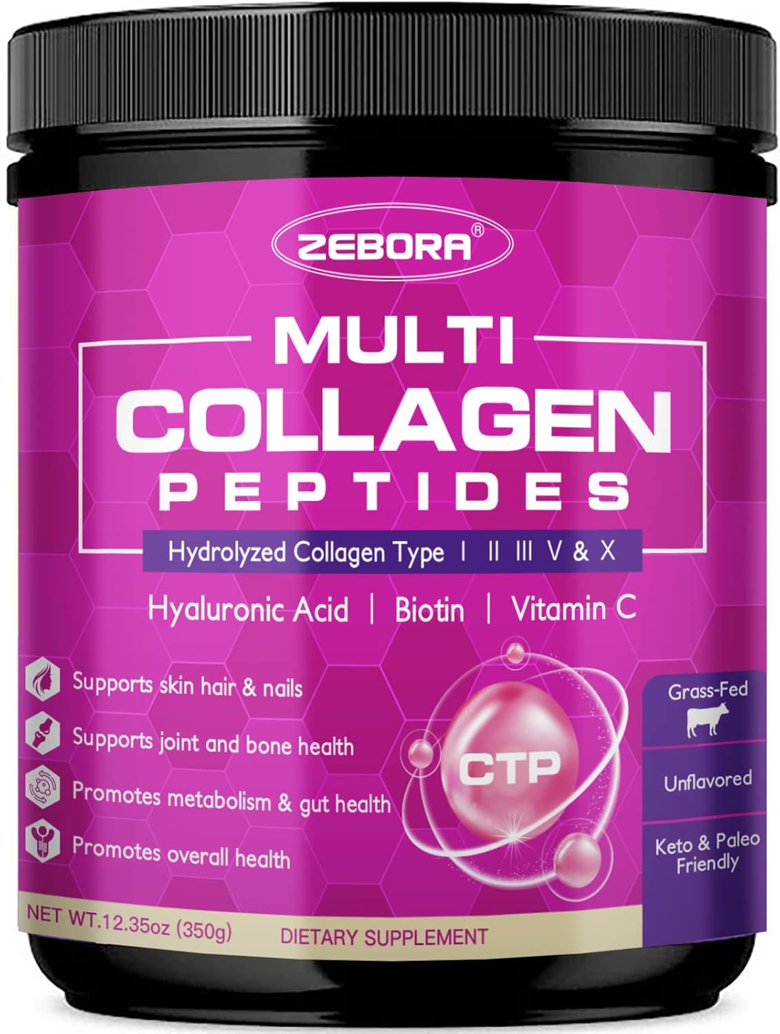 ZEBORA Multi Collagen Peptides Powder - Hydrolyzed...