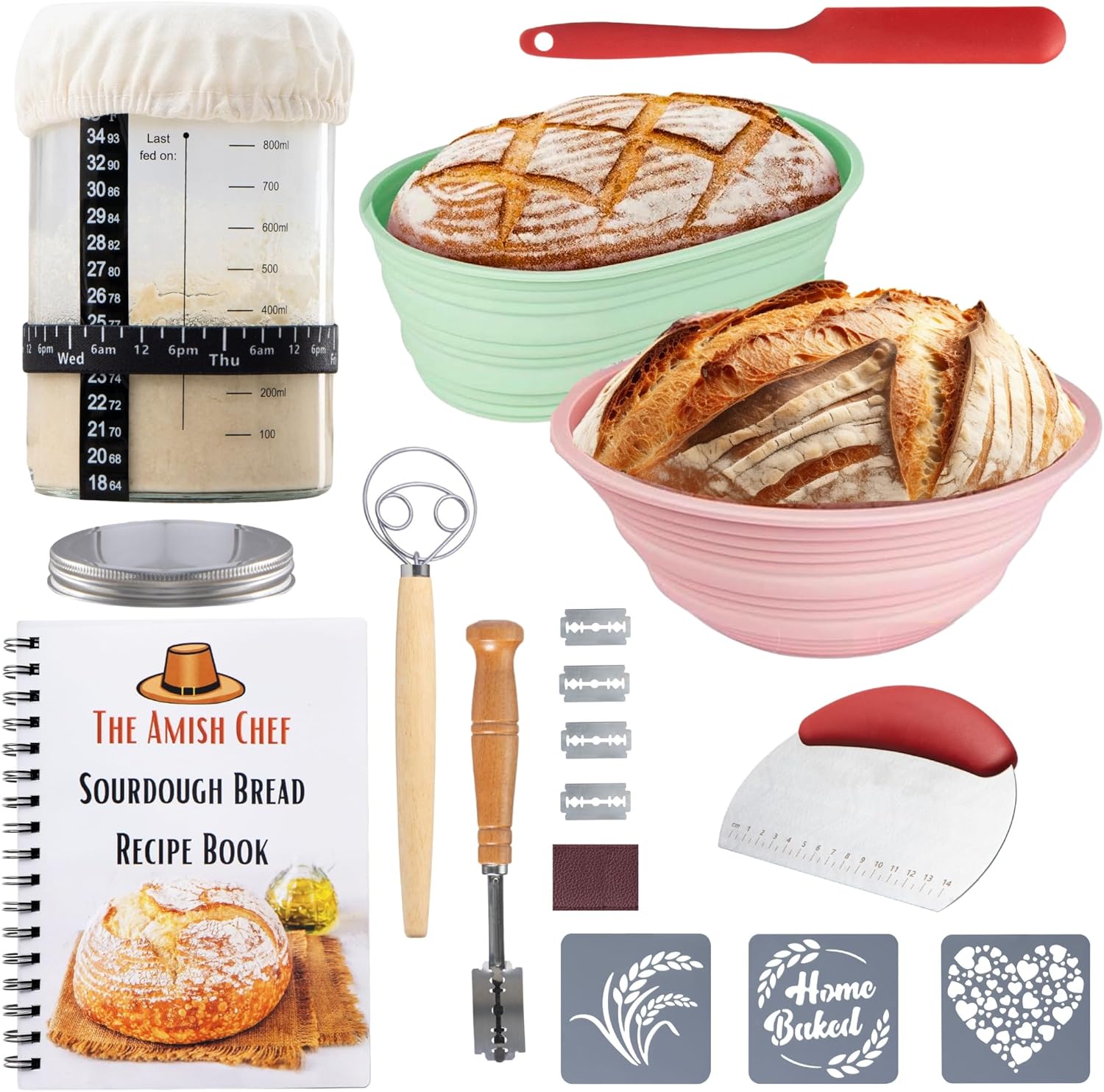 Complete Sourdough Bread Starter Kit, Glass Sourdough Starter Jar Kit & Tons of...