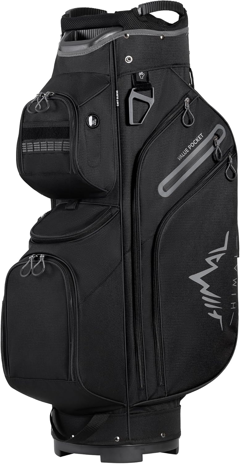 Golf Cart Bag, 15 Way Organizer Divider Top with Handles and Rain Cover Black