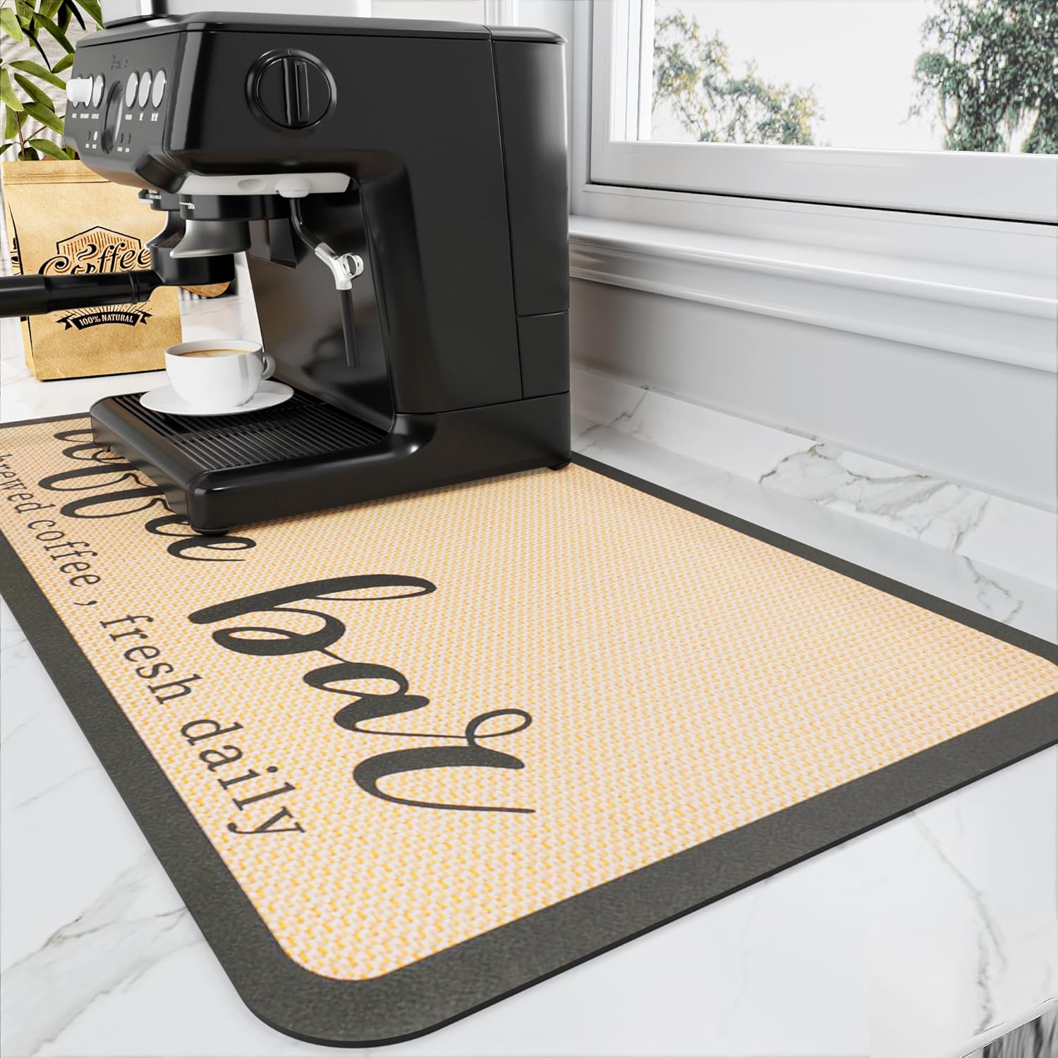 Coffee Mat - Coffee Bar Mat for Countertops | Coffee Bar Accessories Fit Under C...