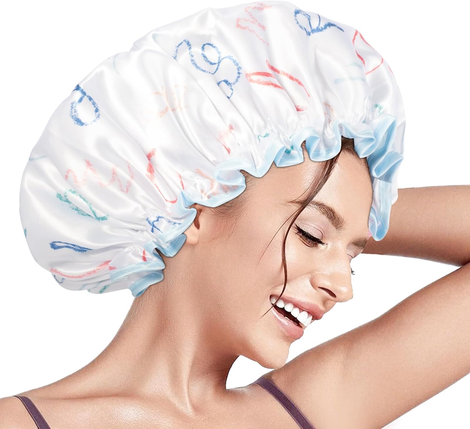 Aquior Shower Caps, Special Reusable Shower Cap for Women, High-Quality Double L...