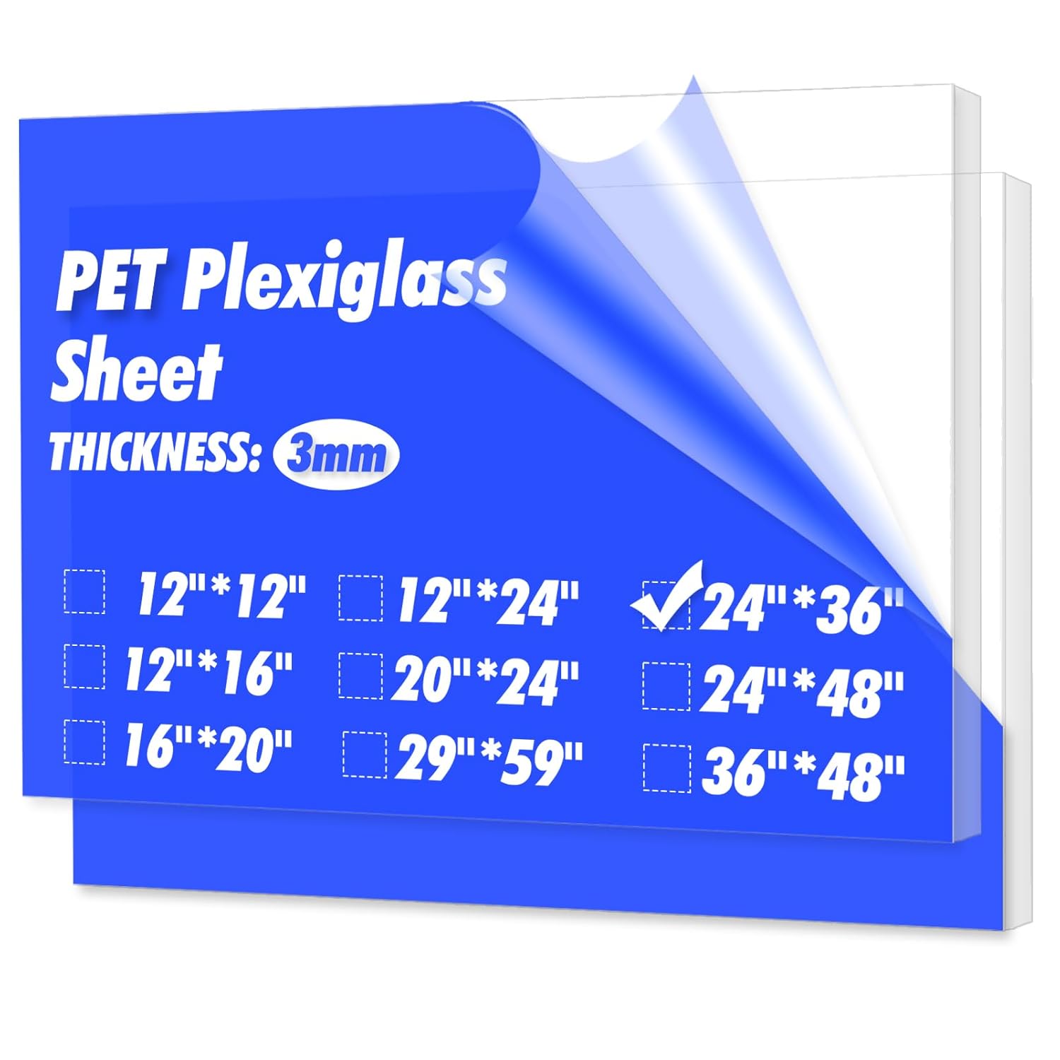 Art3d (2 Pack) 1/8" Thick Plexiglass Sheets - 36" x 24" PET Clear Acrylic Sheets...