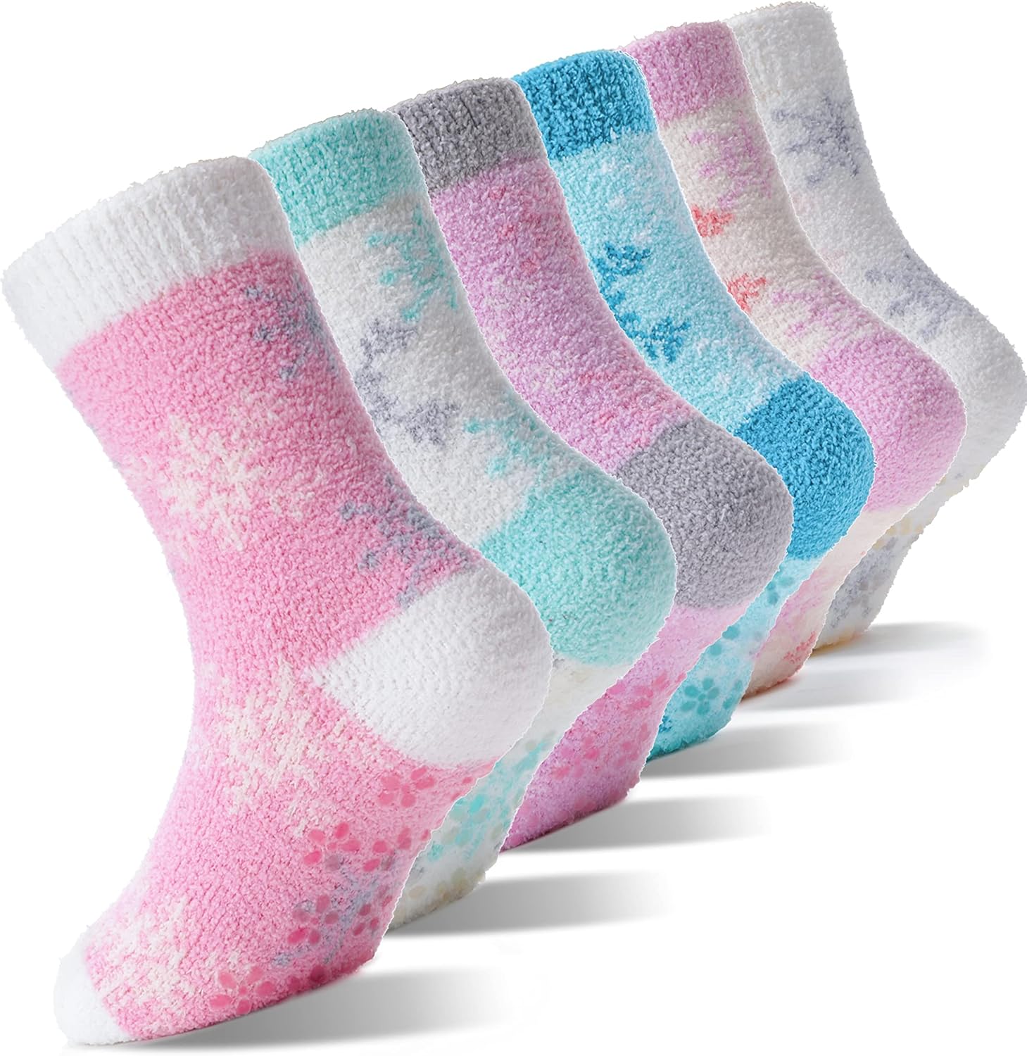 EBMORE Girls Kids Fluffy Slipper Grip Socks Non Slip Socks Warm Winter Thick Cos...