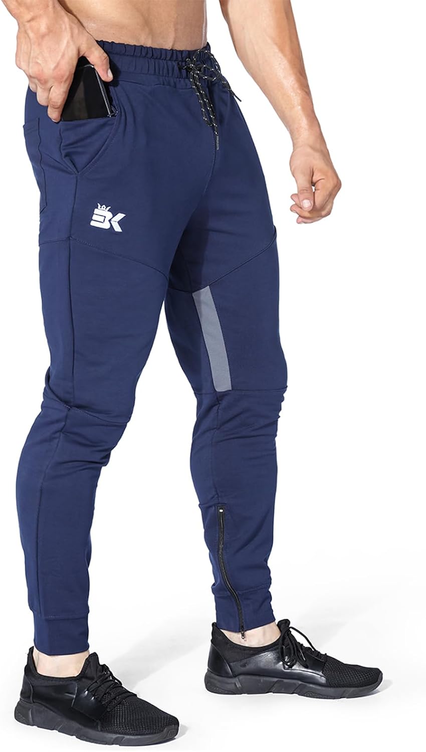 BROKIG Mens Gym Jogger Pants,Casual Slim Workout Sweatpants with Zipper Pockets...