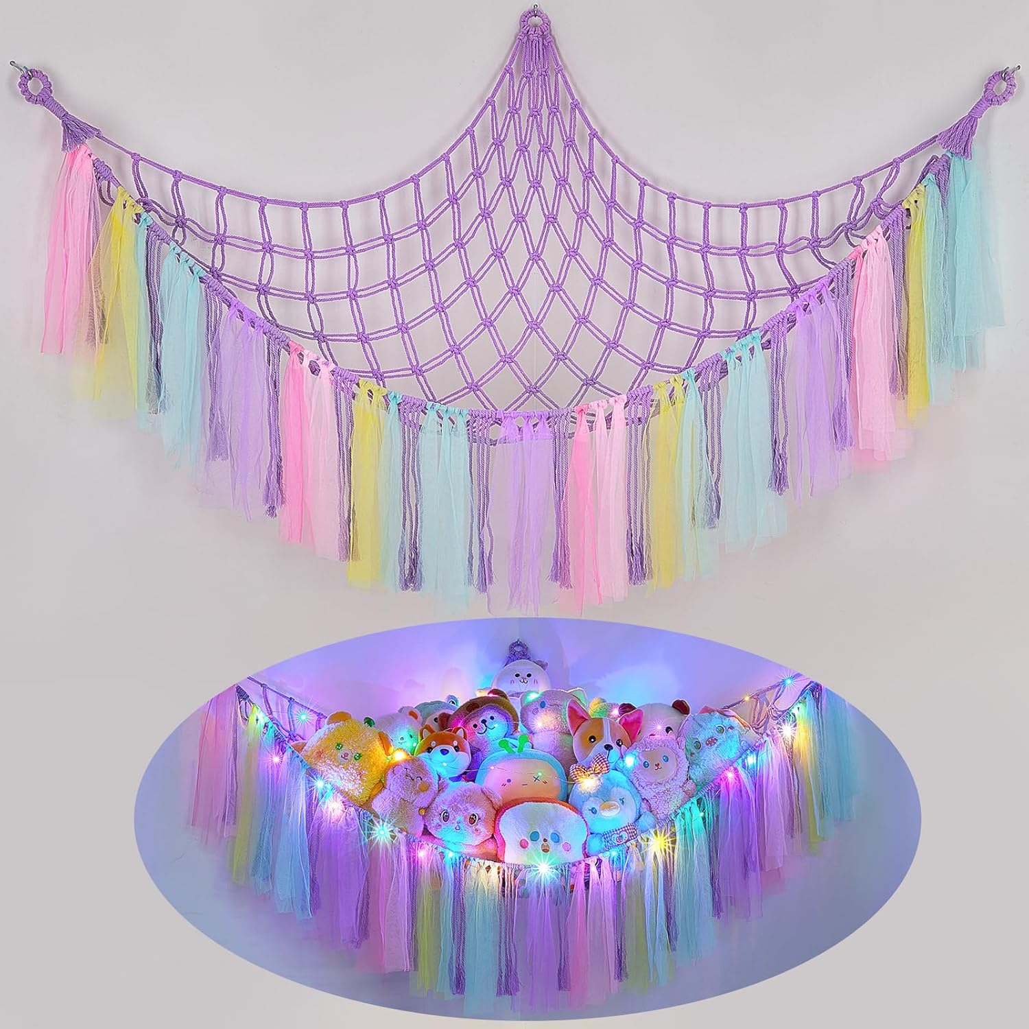 MHJY Toy Hammock Stuffed Animals Storage Net Soft Cuddly Toys Large Corner Hangi...