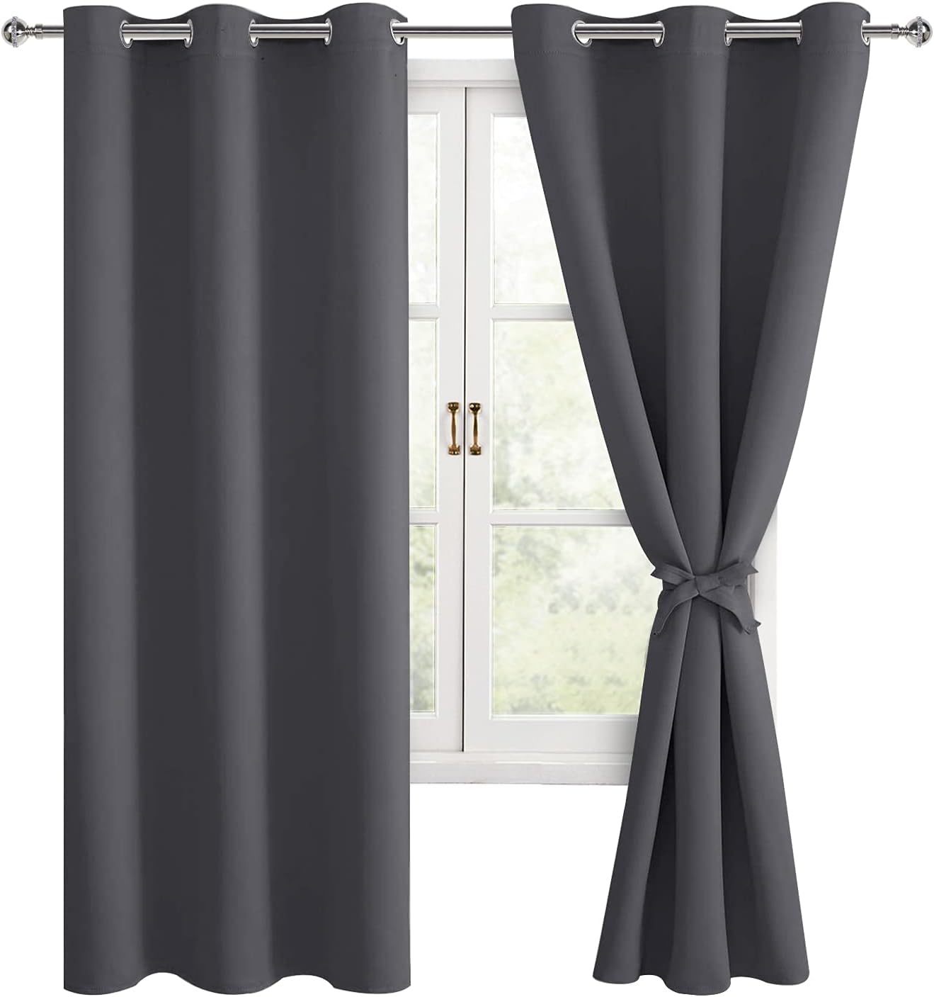 Hiasan Grommet Blackout Curtains for Bedroom, 42 x 63 Inches Length - Thermal In...