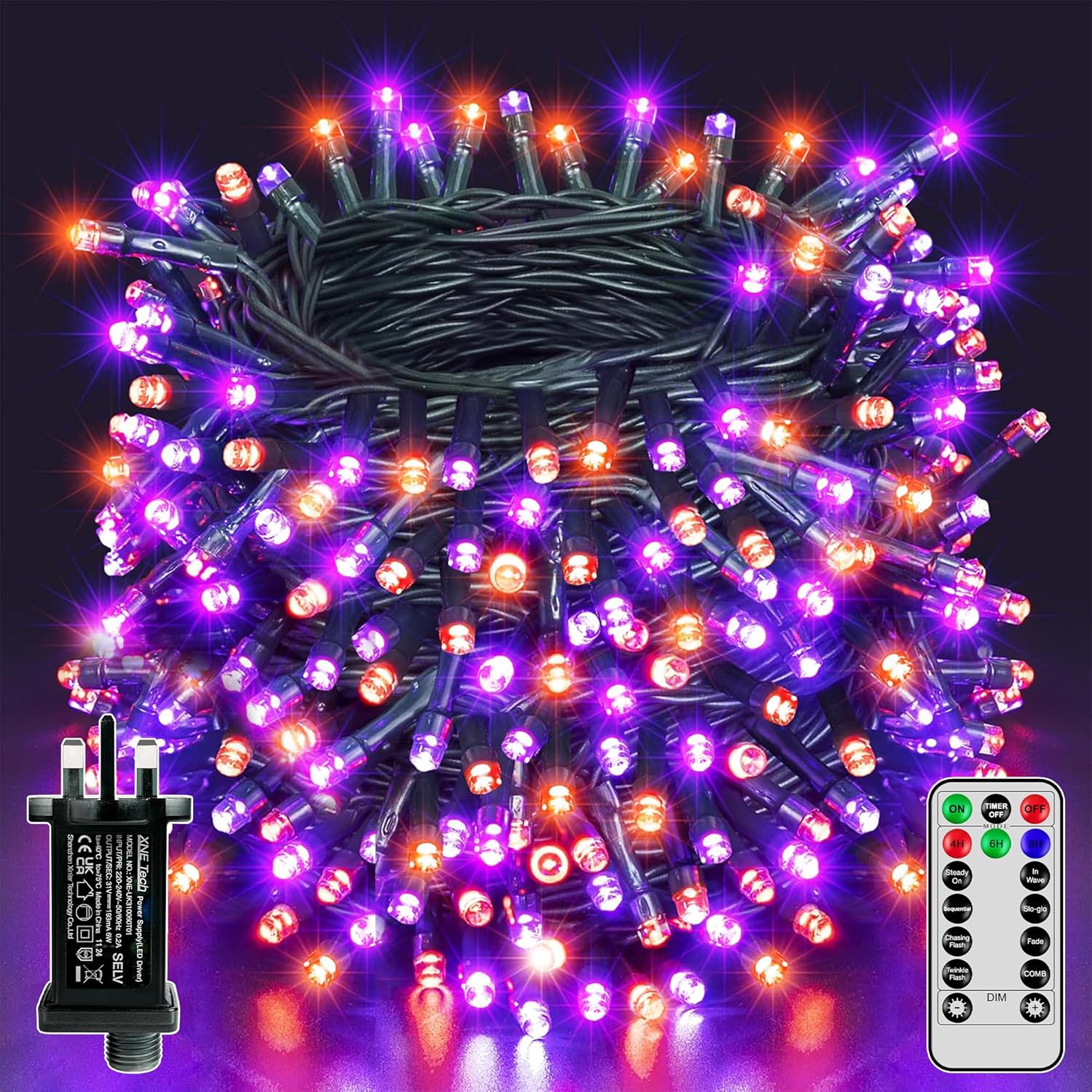 ZeMu Halloween Decorations Fairy Lights, 24m 240 LEDs Purple and Orange Outdoor...