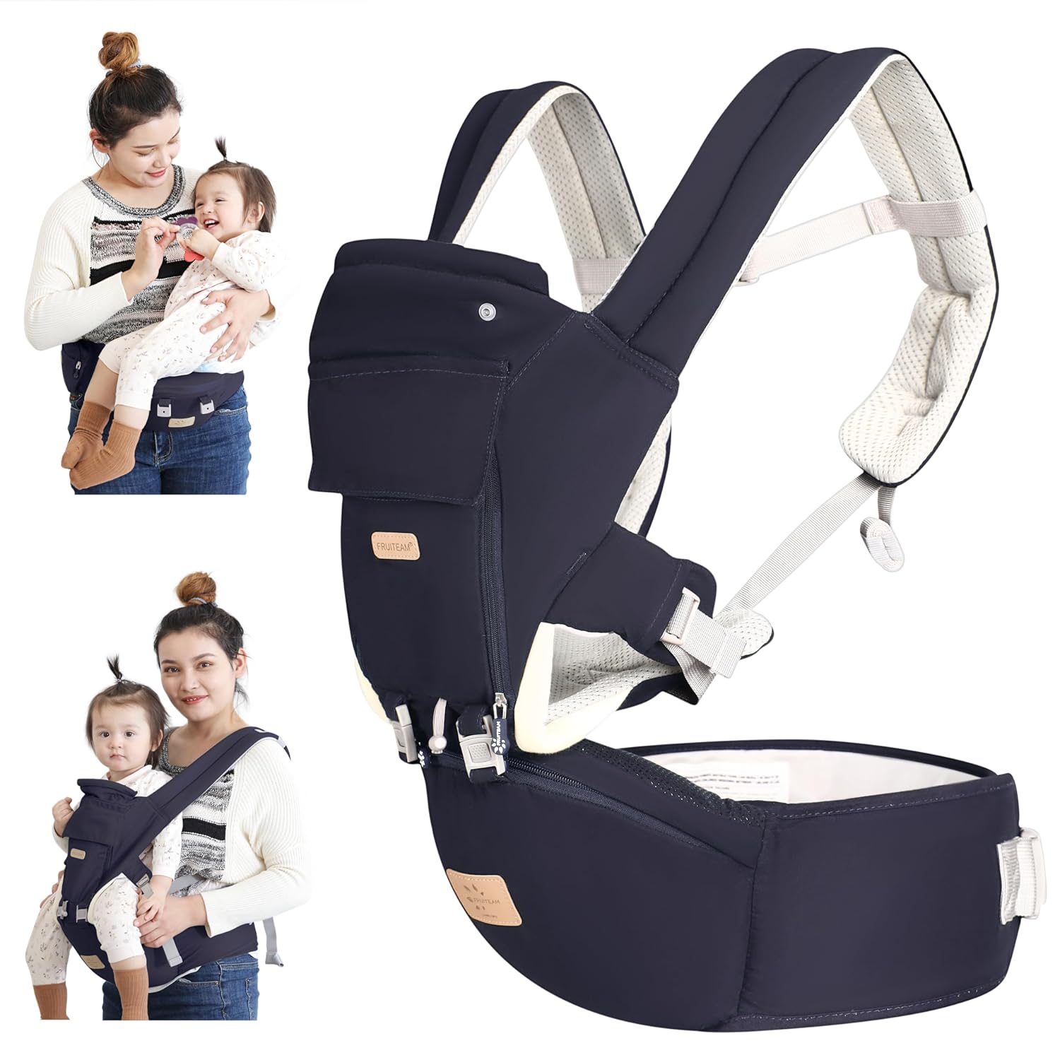 Baby - Carrier, 6-in-1 Baby Carrier with Waist Stool-, FRUITEAM Baby Carrier wit...