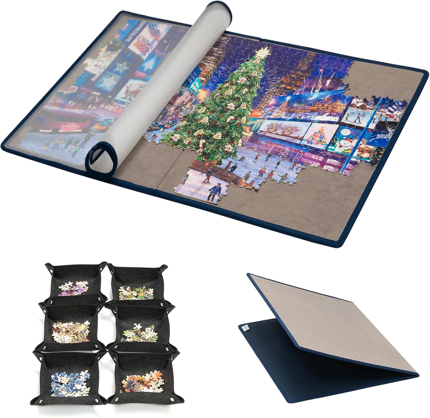 Tektalk Jigsaw Puzzle Board, Special Portable Puzzle Mat with Dustproof Cover fo...